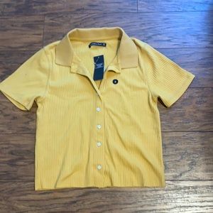 ribbed collared crop top